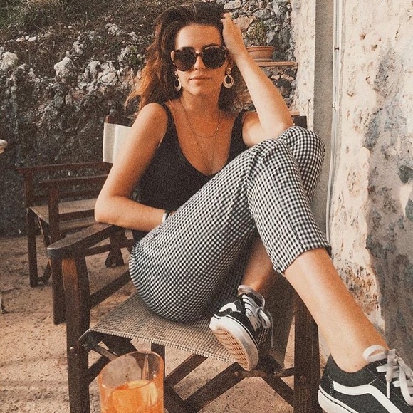 Brandy Melville Pants - Brandy Melville Gingham black + white Tilden pants